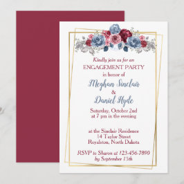 Invitación Dusty Blue y Burgundy Engagement Party
