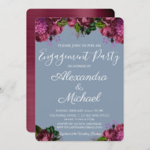 Dusty Blue y Cranberry Burgundy Engagement Party