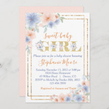 Dusty Blue y Peach Floral Baby Shower