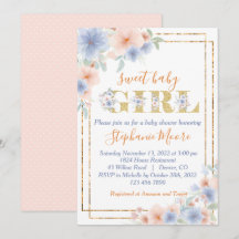 Dusty Blue y Peach Floral Baby Shower