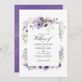 Invitación Dusty Boda violeta acuarela Floral foto