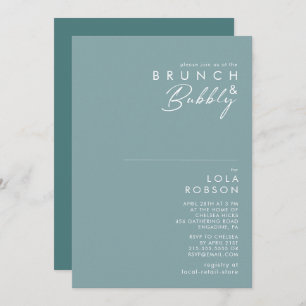 Invitación Dusty Boho Blue & Green Brunch y Bubbly Shower