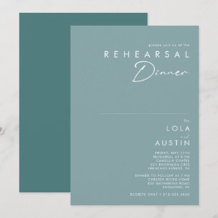 Invitación Dusty Boho   Cena de ensayo azul y verde