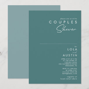 Invitación Dusty Boho   Ducha de parejas verdes y azules