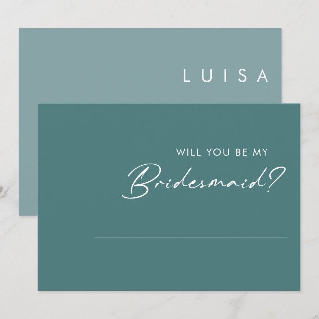 Invitación Dusty Boho Green y Blue Bridesmaid (Tarjeta de pro (Anverso / Reverso)