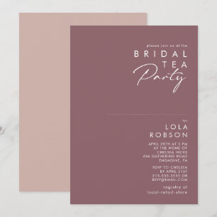 Invitación Dusty Boho   Morado y Rosa Fiesta de té de novia