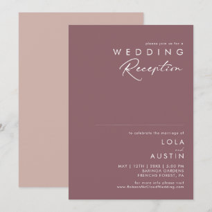 Invitación Dusty Boho Recepción de Boda Morada y Rosa