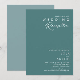 Invitación Dusty Boho   Recepción de Boda Verde y Azul
