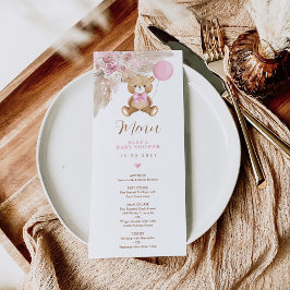 Invitación Dusty Boho rosa Teddy Bear Balloon Card