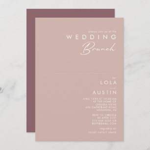 Invitación Dusty Boho Rosa y Boda morado Brunch