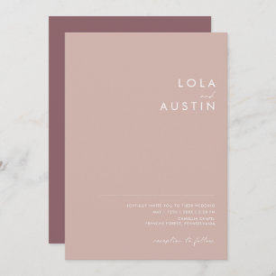 Invitación Dusty Boho Rosa y morado todo en un Boda