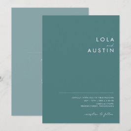 Invitación Dusty Boho | Verde y azul en un solo Boda