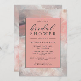 Invitación Dusty Coral Moderno Resumen Ducha Bridal