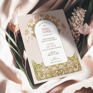 Invitación Dusty Daisies Rosa Ducha Bridal Art Nouveau