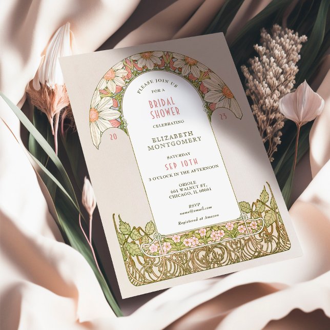 Invitación Dusty Daisies Rosa Ducha Bridal Art Nouveau (Subido por el creador)