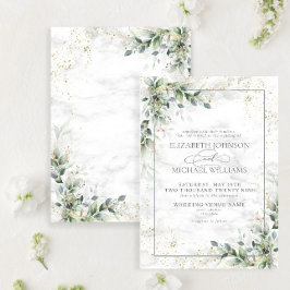 Invitación Dusty Eucalyptus Boda Botánico de Oro Verde I