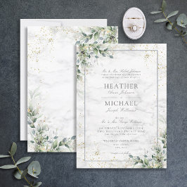 Invitación Dusty Eucalyptus Boda Botánico de Oro Verde I
