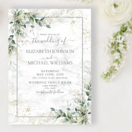 Invitación Dusty Eucalyptus Boda Botánico de Verdor de Oro