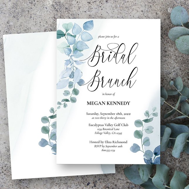 Invitación Dusty Eucalyptus Elegante Verdor Brunch Bridal (Bridal Brunch Invitation from my Dusty Eucalyptus Wedding Collection)
