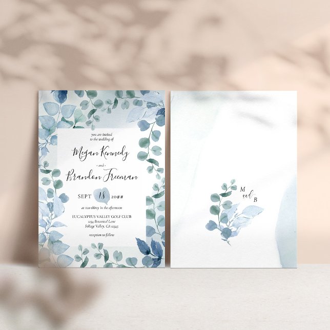 Invitación Dusty Eucalyptus Watercolor Foliage Boda (Subido por el creador)