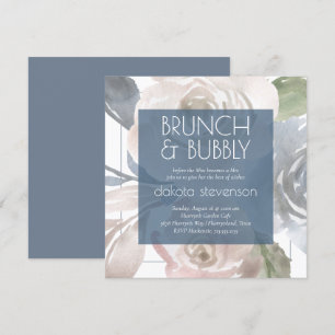 Invitación Dusty Floral   Ducha de brunch humeante para pasto