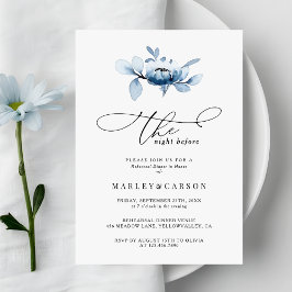Invitación Dusty Floral Minimalist Script Rehearsal Dinner