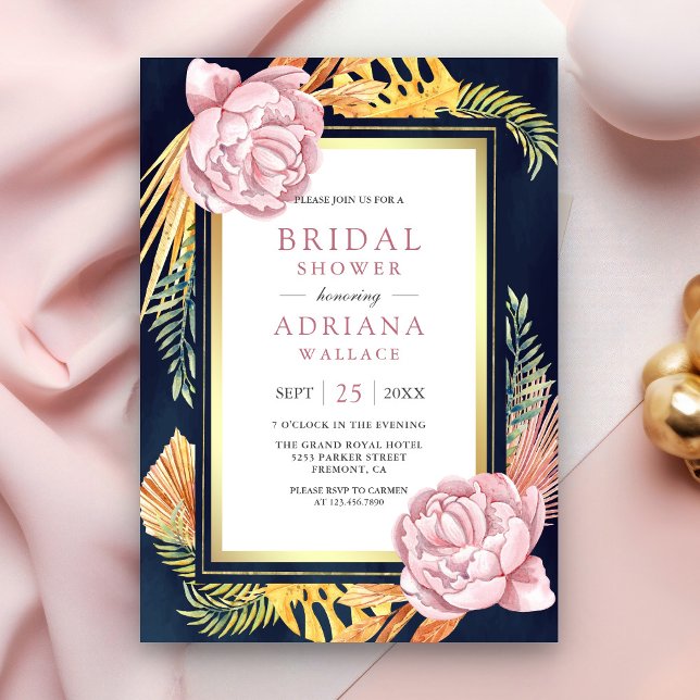 Invitación Dusty Floral rosa Boho Palm Nave Ducha de novias (Subido por el creador)