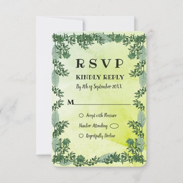 Invitación Dusty Green Greenery Rustic Wedtic Wedding RSVP Ca (Anverso)