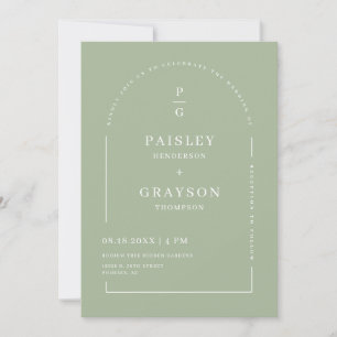 Invitación Dusty Green Moderno Boho Arch Foto Código QR inici