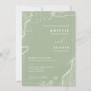 Invitación Dusty Green Retro Travel QR Code Boda de fotografí