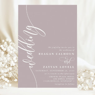 Invitación Dusty Lavender Elegante Boda de guión de caligrafí