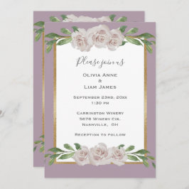 Invitación Dusty Lavender Floral acuarela Romántico Boda
