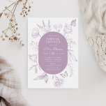 Invitación Dusty Lavender Line Art Floral Brillante<br><div class="desc">Esta invitación a la ducha de novia inspirada en la cosecha de vintage presenta un diseño de marco floral de estilo espliego con flores y mariposas elegantes. Con su sofisticado marco floral y su atención por los detalles, esta invitación marcará el tono de una inolvidable y elegante ducha de novia....</div>