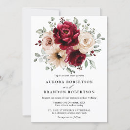 Invitación Dusty Marina Azul Champagne Boda Floral De Marfil