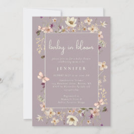 Invitación Dusty Mauve Baby En Bloom Wildflower Baby Shower