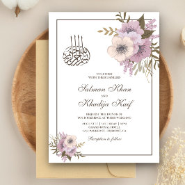 Invitación Dusty Mauve Boda musulmana floral rosa