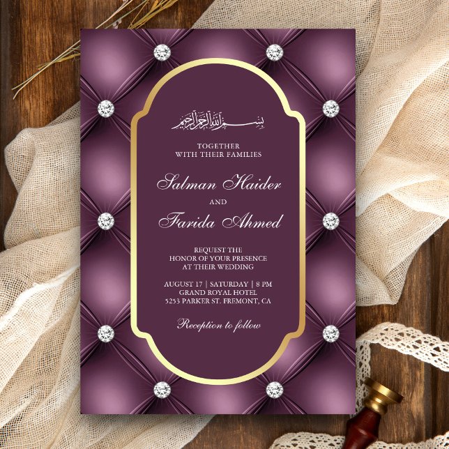Invitación Dusty Mauve Boda musulmana morada de diamantes tuf (Subido por el creador)