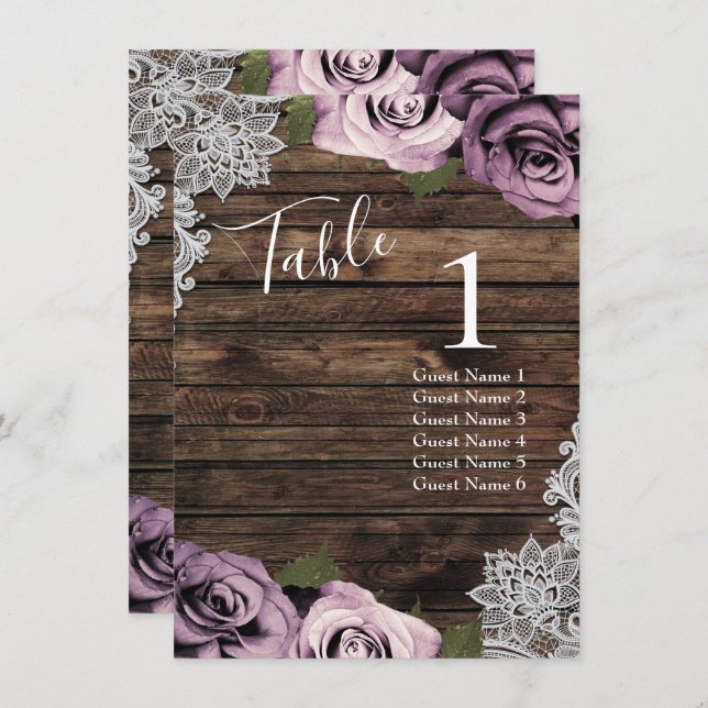 Invitación Dusty Mauve Rosas Boda Número de cuadro Número de  (Anverso / Reverso)