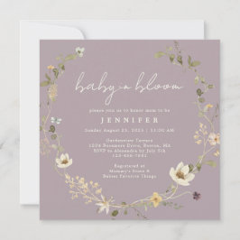 Invitación Dusty Mauve Wildflower Baby En Bloom Baby Shower