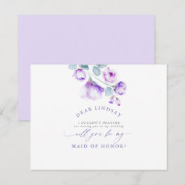 Invitación Dusty morada de honor de la dama de honor de la fl