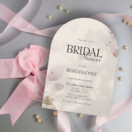 Invitación Dusty Muted Rubor Pink Floral Arch Brillante Ducha