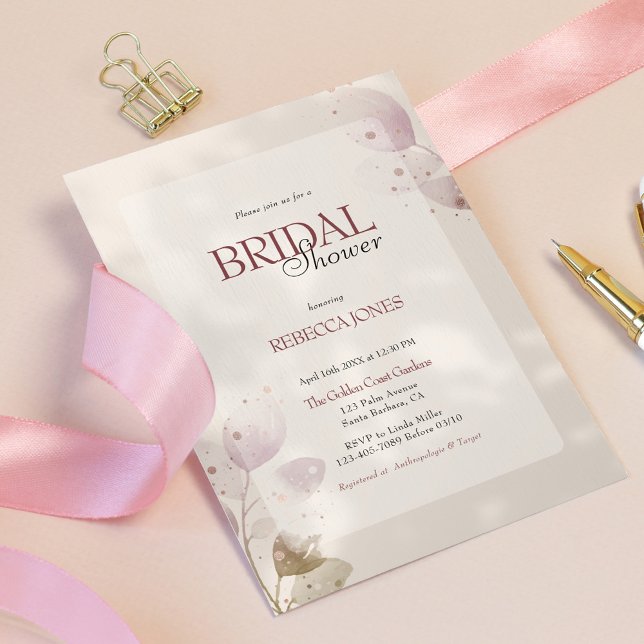 Invitación Dusty Muted Rubor Pink Floral Photo Briower (Subido por el creador)