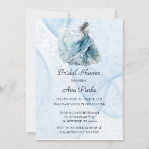 Invitación Dusty Navy Blue Alcohol Tinta Vestido Bridal Ducha