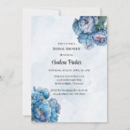 Invitación Dusty Navy Paint Peony Bridal Shower
