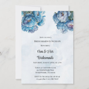 Invitación Dusty Navy Paint Peony Bridesmaids Luncheon