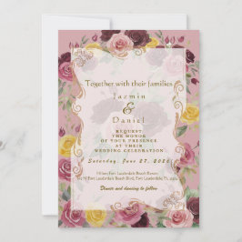 Invitación Dusty Pastel Burgundy/Pink Roses