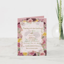Invitación Dusty Pastel Burgundy/Pink Roses