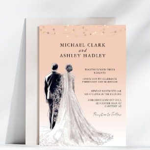 Invitación Dusty Peach Tradicional Bride Boda Groom