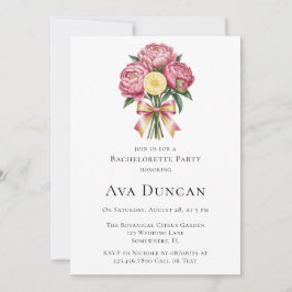 Invitación Dusty Peonies rosados y la fiesta de la solla de l
