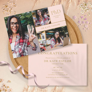 Invitación Dusty PhD PhD 3Photo Graduation Party